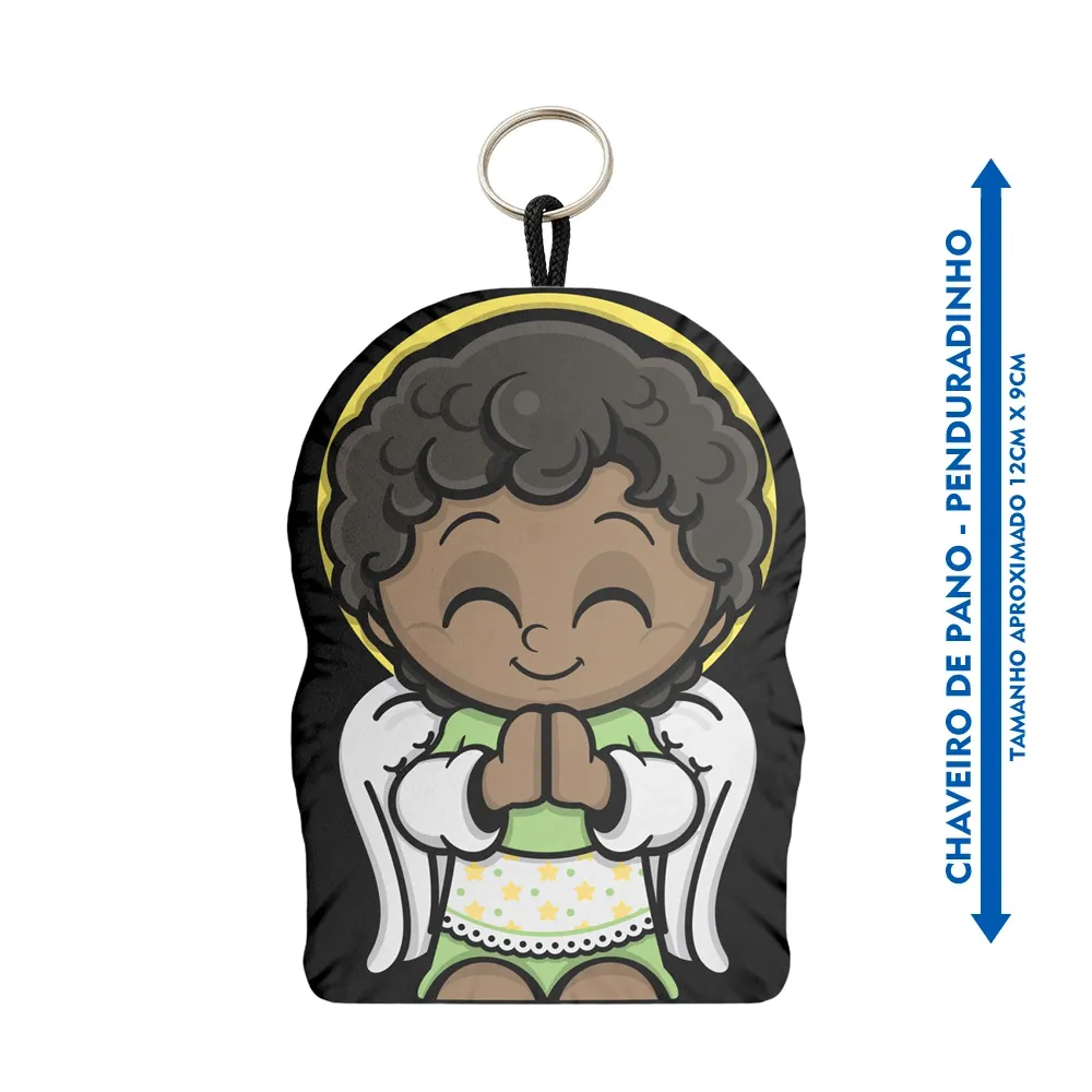 Chaveiro Penduradinho - Anjo da Guarda Sorrindo - Negro