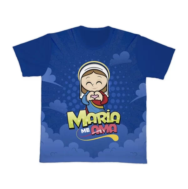 Camiseta Maria me Ama - Azul