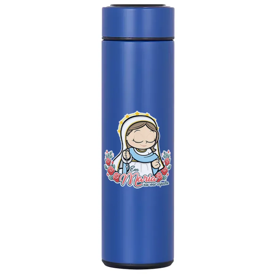 Garrafa Térmica Inox "Em Maria Eu Me Espelho" - Azul