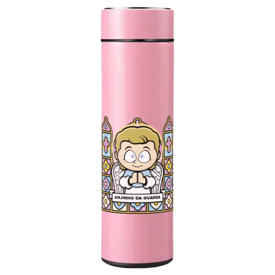 Garrafa Térmica Inox Anjo da Guarda - Rosa