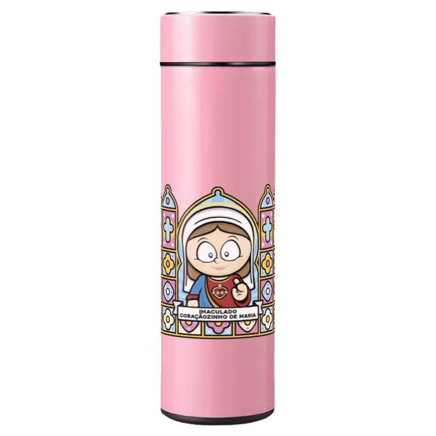 Garrafa Térmica Inox Imaculado Coração de Maria - Rosa