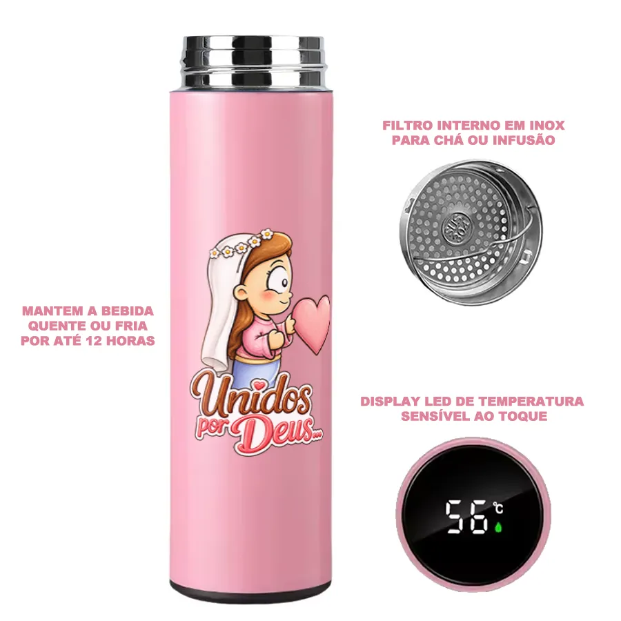 Kit Garrafa Térmica Inox - Unidos por Deus - Imagem 4