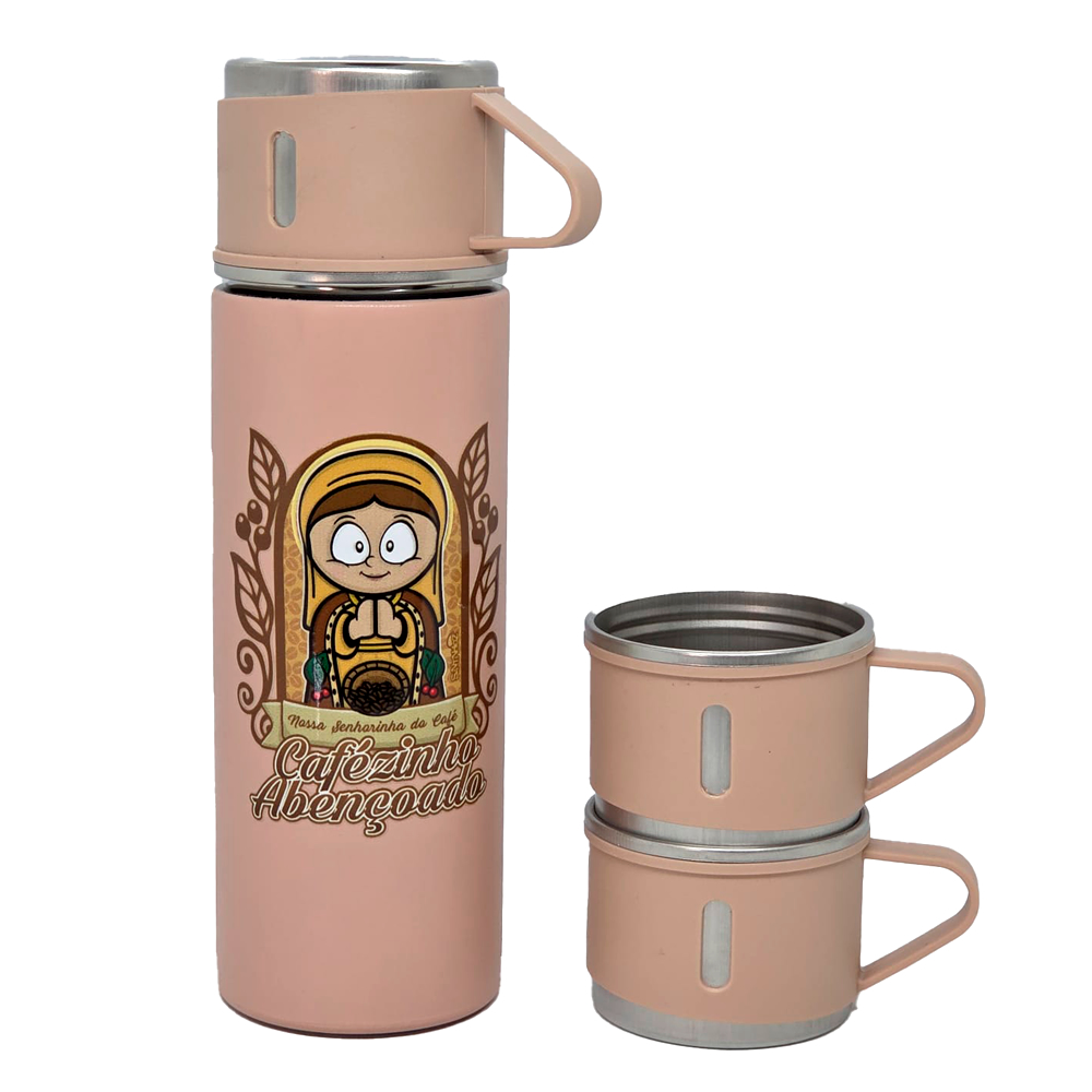Garrafa Térmica com 3 Xícaras - Nossa Senhora do Café - Rosa