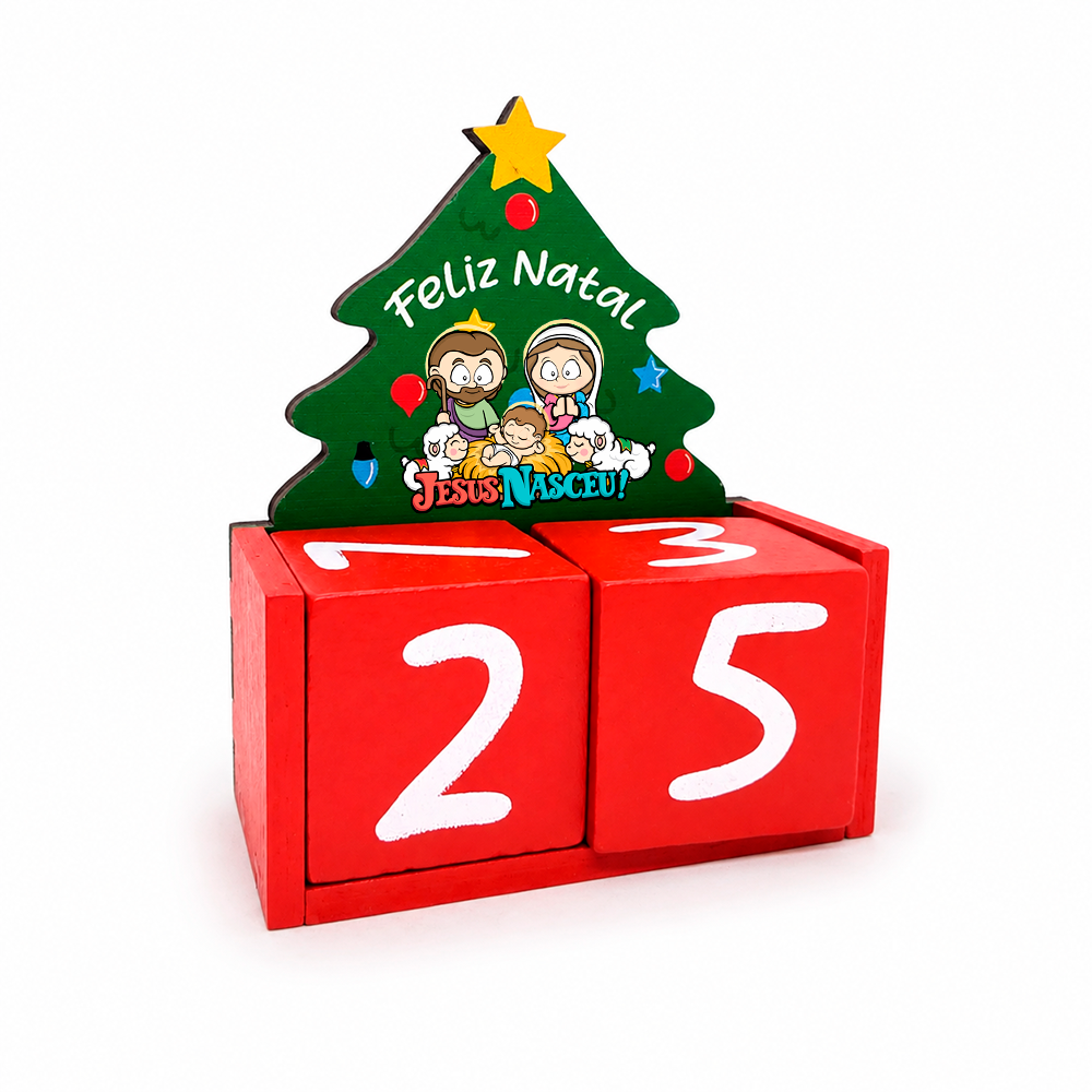 Mini Calendário do Advento Blocos MDF - Jesus Nasceu