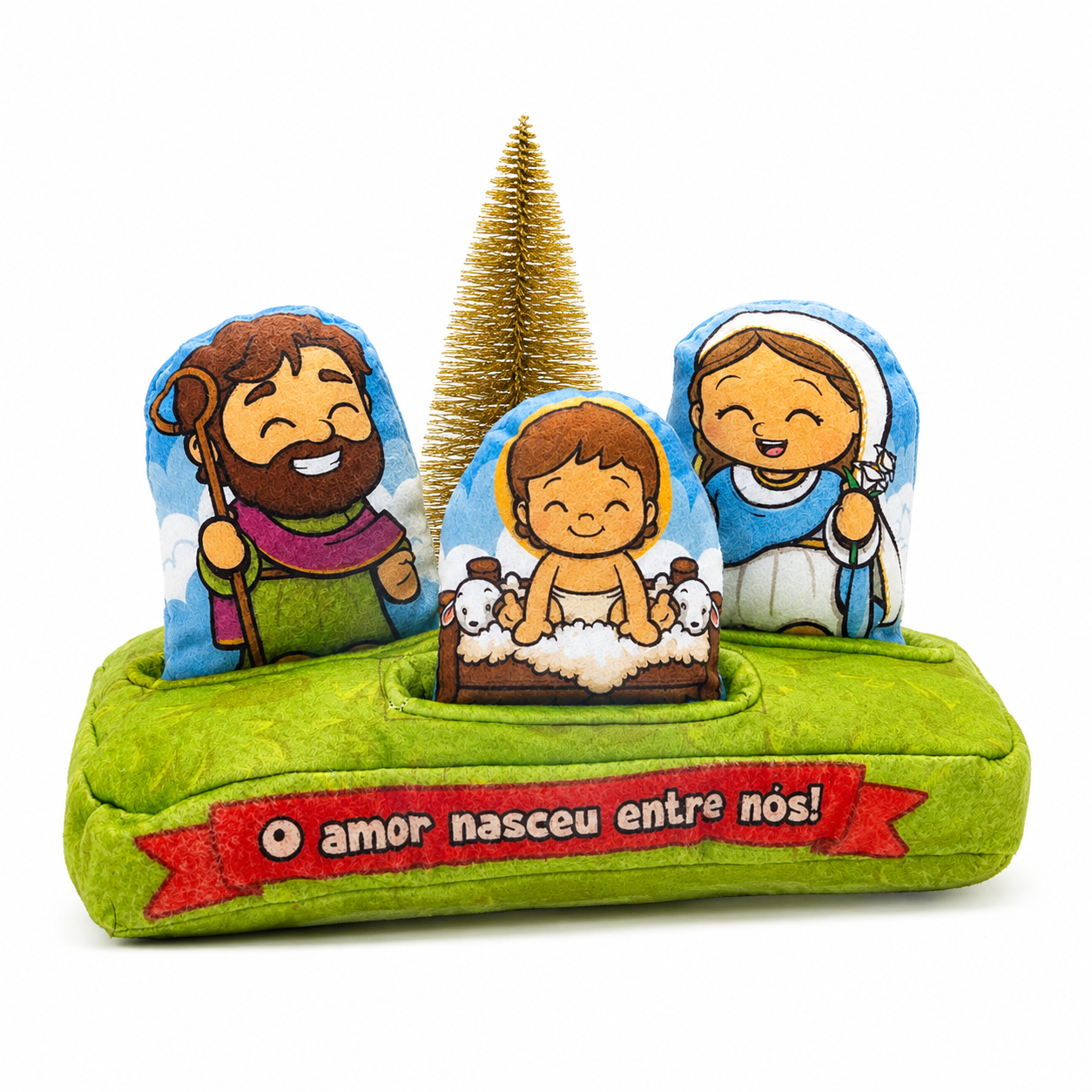 Presépio em Feltro com Mini Árvore de Natal Glitter